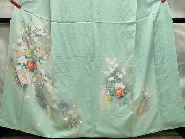 平和屋着物■訪問着　刺繍　扇面花文　暈し染め　正絹　逸品　DABF4924qa