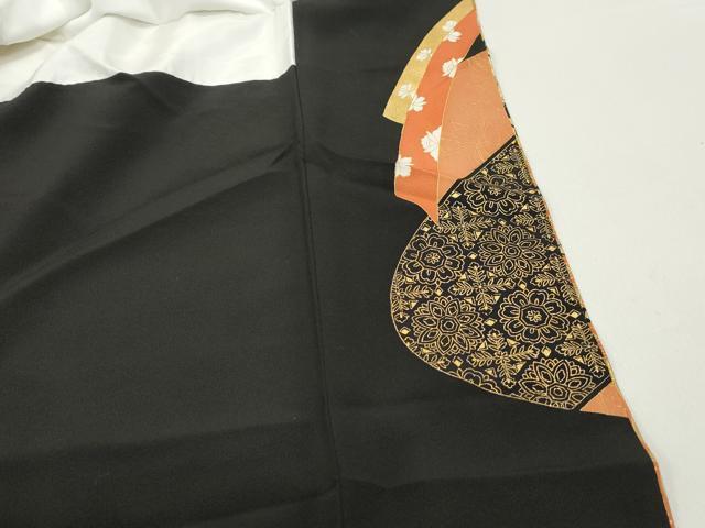 平和屋着物■豪華黒留袖　駒刺繍　向かい鳥更紗花文　金銀彩　正絹　逸品　DABF4926qa