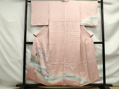平和屋着物■訪問着　飛鶴風景文　暈し染め　金銀彩　正絹　逸品　DABF4927qa
