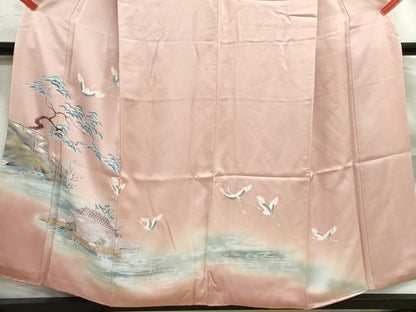 平和屋着物■訪問着　飛鶴風景文　暈し染め　金銀彩　正絹　逸品　DABF4927qa