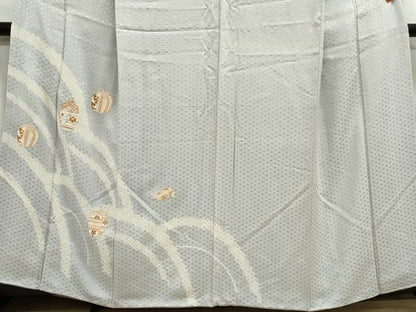 平和屋着物■訪問着　総刺繍　絞り　仕覆花文　銀彩　正絹　逸品　DABF4928qa