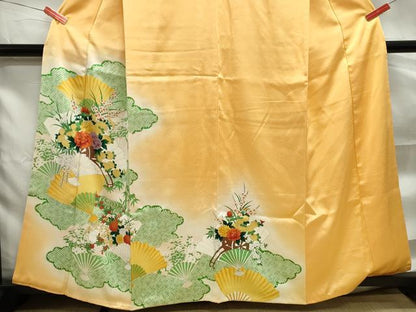 平和屋着物■訪問着　扇面草花文　暈し染め　正絹　逸品　DABF4929qa