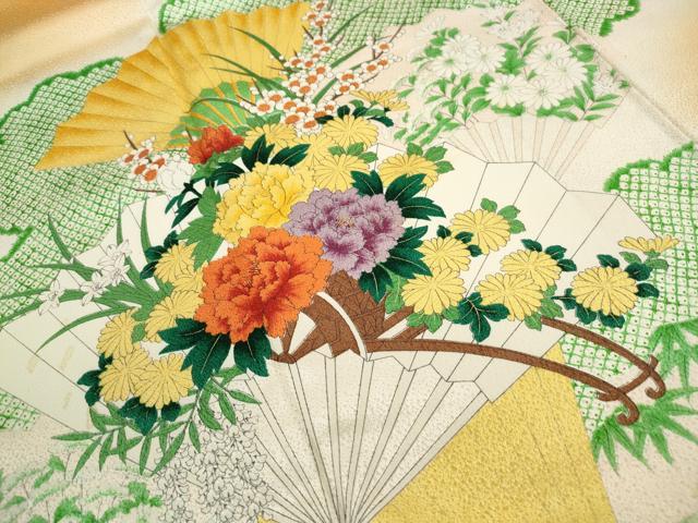 平和屋着物■訪問着　扇面草花文　暈し染め　正絹　逸品　DABF4929qa