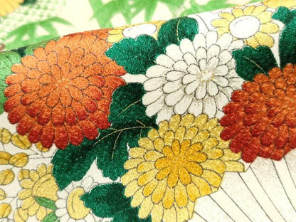 平和屋着物■訪問着　扇面草花文　暈し染め　正絹　逸品　DABF4929qa