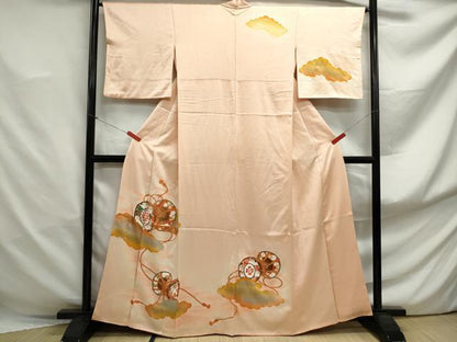 平和屋着物■訪問着　駒刺繍　鼓花文　暈し染め　金銀彩　正絹　逸品　DABF4930qa