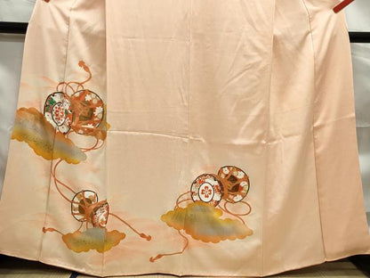 平和屋着物■訪問着　駒刺繍　鼓花文　暈し染め　金銀彩　正絹　逸品　DABF4930qa