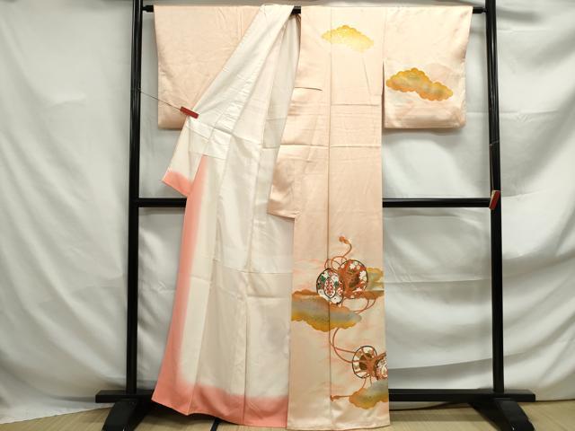 平和屋着物■訪問着　駒刺繍　鼓花文　暈し染め　金銀彩　正絹　逸品　DABF4930qa