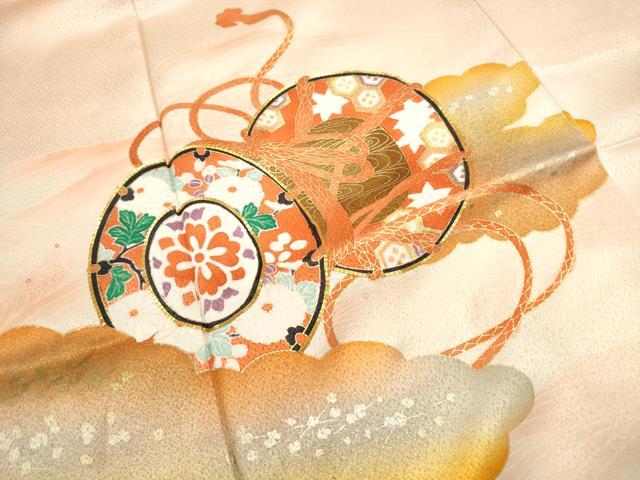 平和屋着物■訪問着　駒刺繍　鼓花文　暈し染め　金銀彩　正絹　逸品　DABF4930qa