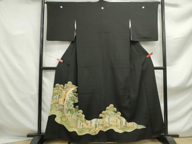 平和屋着物■豪華黒留袖 笹竹飛鳥文 金銀糸 正絹 逸品 DABF4936qa
