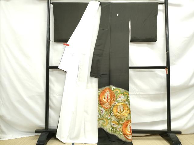 平和屋着物■豪華黒留袖 駒刺繍 更紗花鳥文 金銀彩 正絹 逸品 DABF4940qa