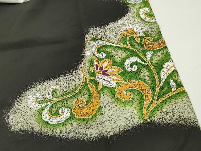 平和屋着物■豪華黒留袖 駒刺繍 更紗花鳥文 金銀彩 正絹 逸品 DABF4940qa