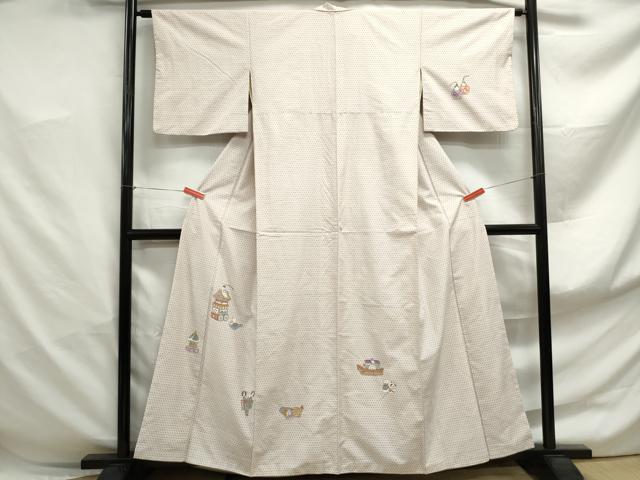 平和屋着物■訪問着 紬地 玩具文 正絹 逸品 DABF4941qa