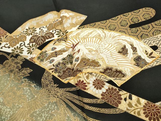 平和屋着物■豪華黒留袖 地紙花鳥文 金銀彩 正絹 逸品 DABF4943qa
