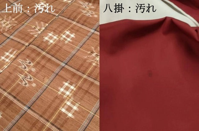 平和屋着物■上質な紬　格子　琉球絣文様　正絹　逸品　DABF4949qa