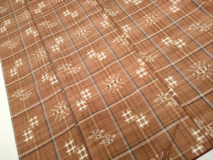 平和屋着物■上質な紬　格子　琉球絣文様　正絹　逸品　DABF4949qa