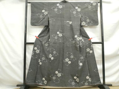 平和屋着物■上質な紬　花唐草文　正絹　逸品　DABF4958qa