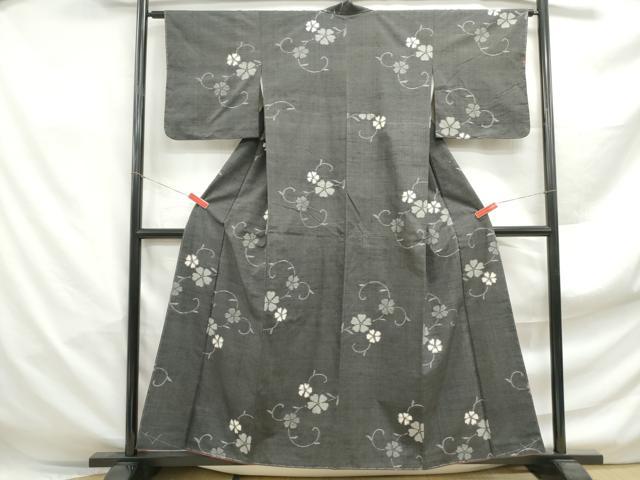 平和屋着物■上質な紬　花唐草文　正絹　逸品　DABF4958qa