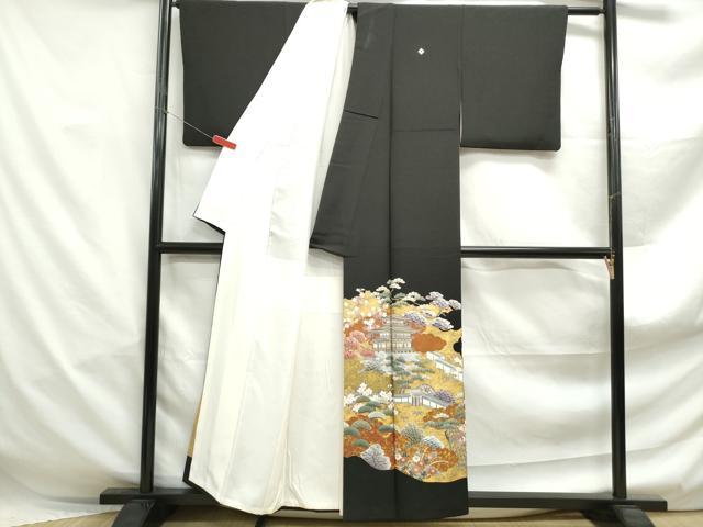 平和屋着物■豪華黒留袖　作家物　風景花文　松竹梅　金彩　正絹　逸品　DABF4963qa