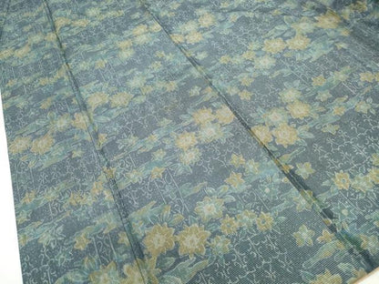 平和屋着物■上質な紬　草花文　正絹　逸品　DABF4965qa