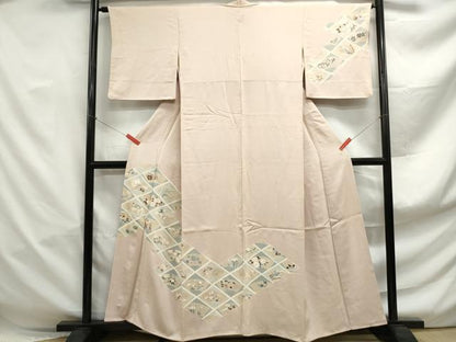 平和屋着物■訪問着　刺繍　地紙花文　正絹　逸品　DABF4966qa