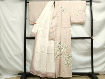 平和屋着物■訪問着　刺繍　地紙花文　正絹　逸品　DABF4966qa