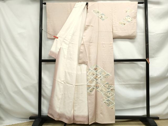 平和屋着物■訪問着　刺繍　地紙花文　正絹　逸品　DABF4966qa
