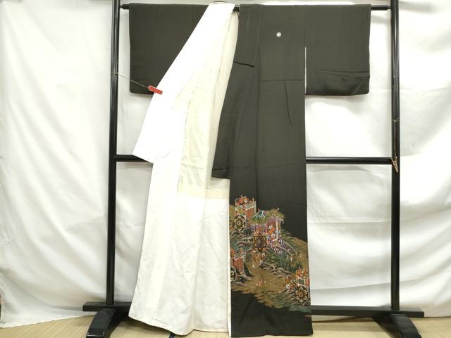 平和屋着物■豪華黒留袖　作家物　立波御所車花文　金彩　正絹　逸品　DABF4967qa
