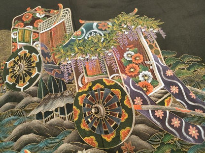 平和屋着物■豪華黒留袖　作家物　立波御所車花文　金彩　正絹　逸品　DABF4967qa