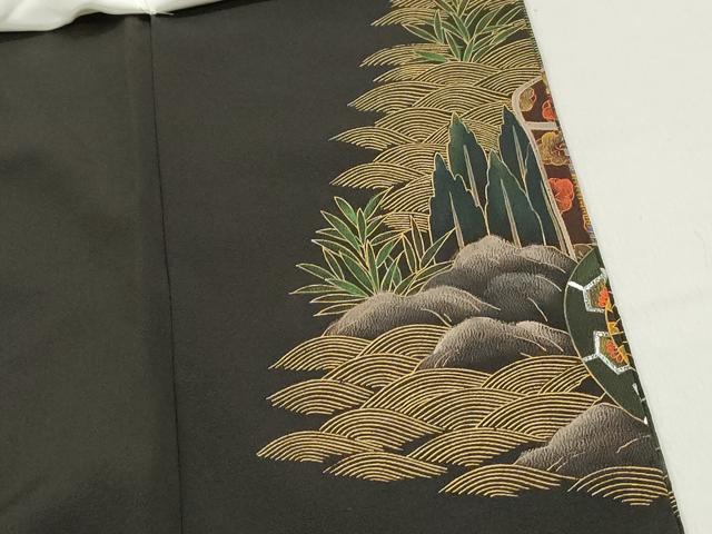 平和屋着物■豪華黒留袖　作家物　立波御所車花文　金彩　正絹　逸品　DABF4967qa