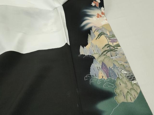平和屋着物■豪華黒留袖　作家物　風景樹林文　暈し染め　金彩　正絹　逸品　DABF4973qa