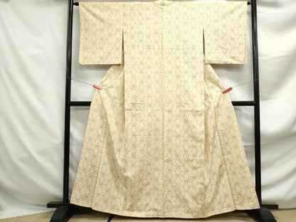 平和屋着物■上質な紬　麻の葉文様　正絹　逸品　DABF4974qa