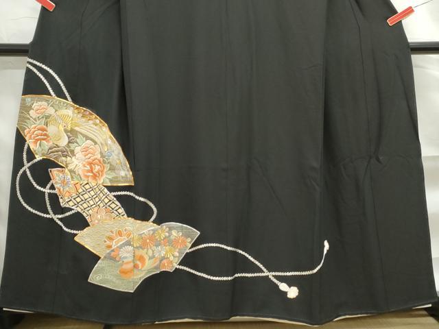 平和屋着物■豪華黒留袖　駒刺繍　総刺繍　地紙花鳥文　金銀糸　正絹　逸品　DABF4975qa