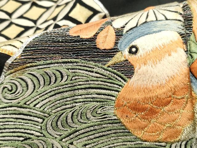平和屋着物■豪華黒留袖　駒刺繍　総刺繍　地紙花鳥文　金銀糸　正絹　逸品　DABF4975qa