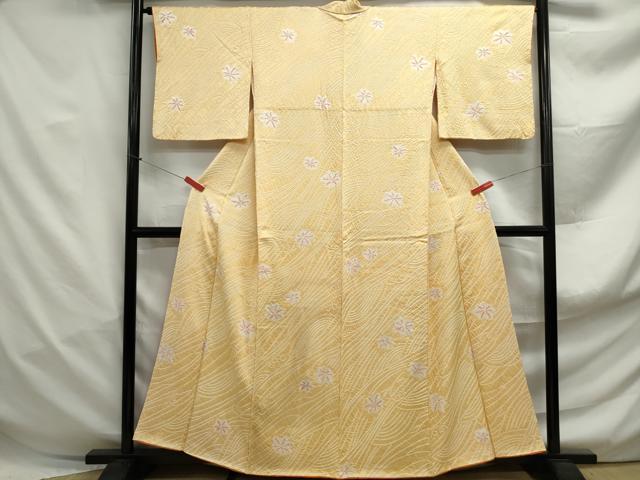 平和屋着物■上質な小紋　絞り　流水舞花文　正絹　逸品　DABF4977qa