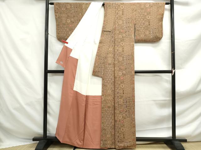 平和屋着物■上質な小紋　更紗花文　鬼しぼ縮緬　高島屋扱い　正絹　逸品　DABF4978qa