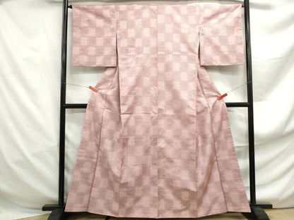 平和屋着物■上質な紬　市松文様　正絹　逸品　DABF4979qa
