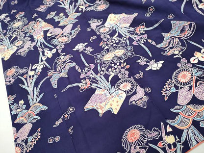 平和屋着物■上質な小紋　型染　冊子花文　正絹　逸品　DABF4986qa