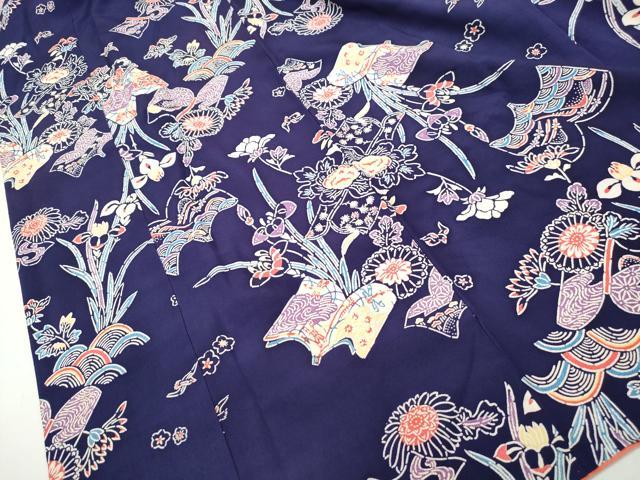 平和屋着物■上質な小紋　型染　冊子花文　正絹　逸品　DABF4986qa