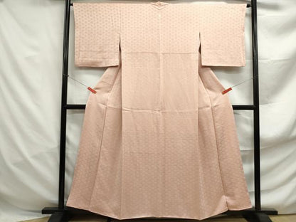 平和屋着物■上質な色無地　花青海波地紋　一斤染色　正絹　逸品　DABF4987qa