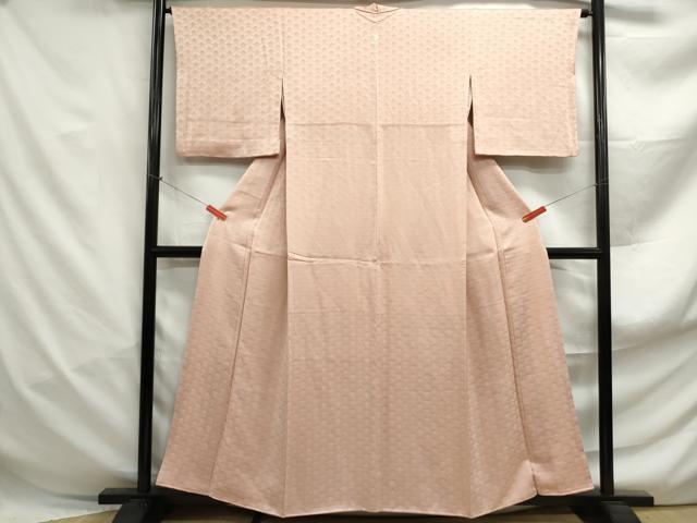 平和屋着物■上質な色無地　花青海波地紋　一斤染色　正絹　逸品　DABF4987qa