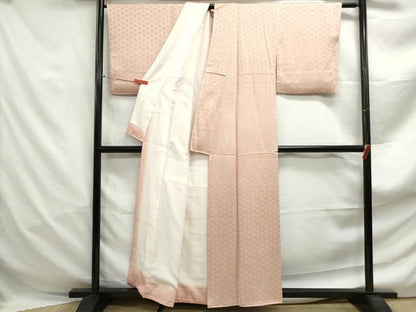 平和屋着物■上質な色無地　花青海波地紋　一斤染色　正絹　逸品　DABF4987qa