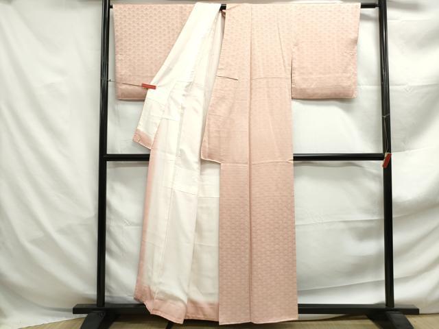 平和屋着物■上質な色無地　花青海波地紋　一斤染色　正絹　逸品　DABF4987qa