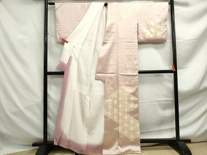 平和屋着物■訪問着　駒刺繍　松皮菱花文　金彩　正絹　逸品　DABF4989qa