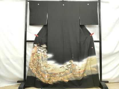 平和屋着物■豪華黒留袖 作家物 浜松風景文 暈し染め 金銀彩 正絹 逸品 DABF4995qa