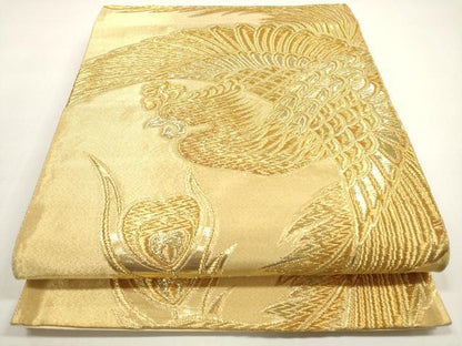 平和屋着物◎六通柄袋帯　鳳凰　金糸　正絹　逸品　DABF5007xg