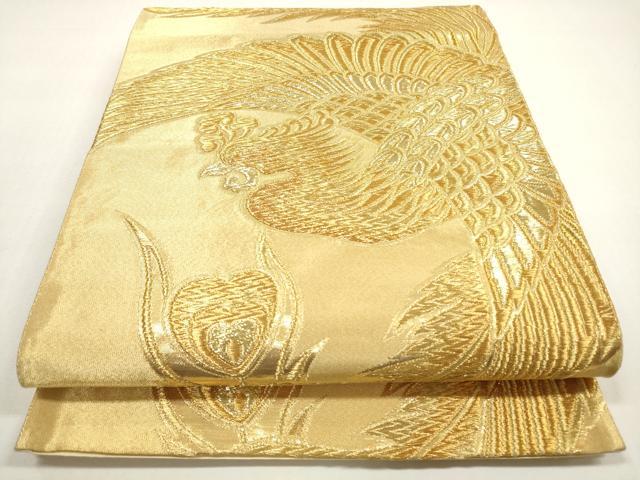 平和屋着物◎六通柄袋帯　鳳凰　金糸　正絹　逸品　DABF5007xg