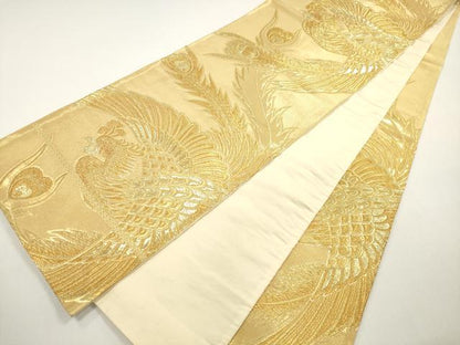 平和屋着物◎六通柄袋帯　鳳凰　金糸　正絹　逸品　DABF5007xg