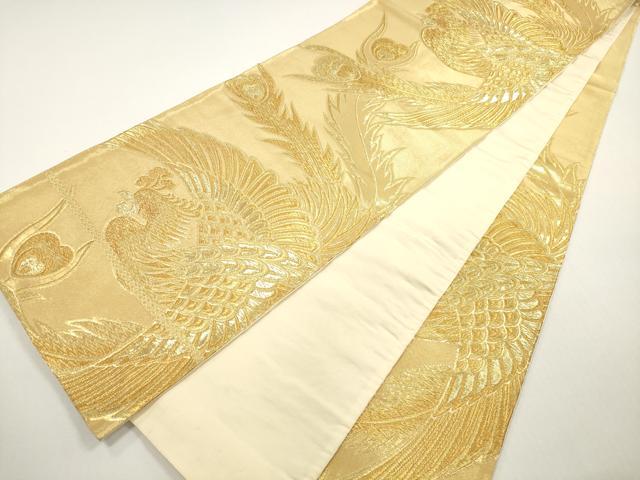 平和屋着物◎六通柄袋帯　鳳凰　金糸　正絹　逸品　DABF5007xg