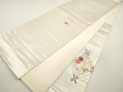 平和屋着物◎太鼓柄袋帯　駒刺繍　総刺繍　天井花丸文　銀糸　正絹　逸品　DABF5024xg