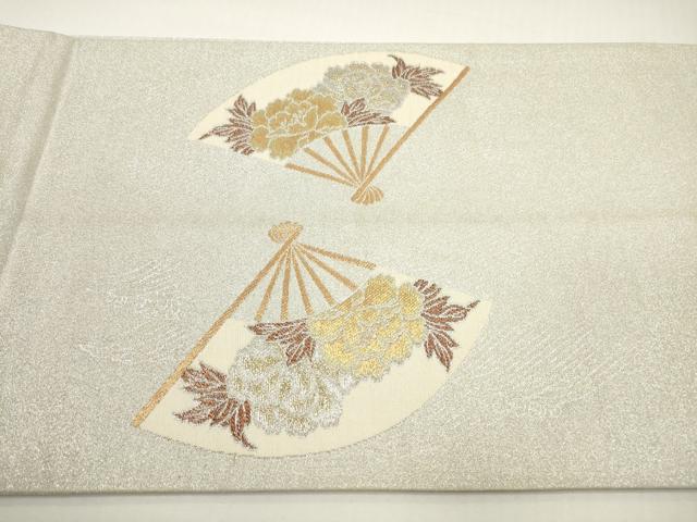 平和屋着物◎太鼓柄袋帯　扇面花文　金銀糸　正絹　逸品　DABF5026xg